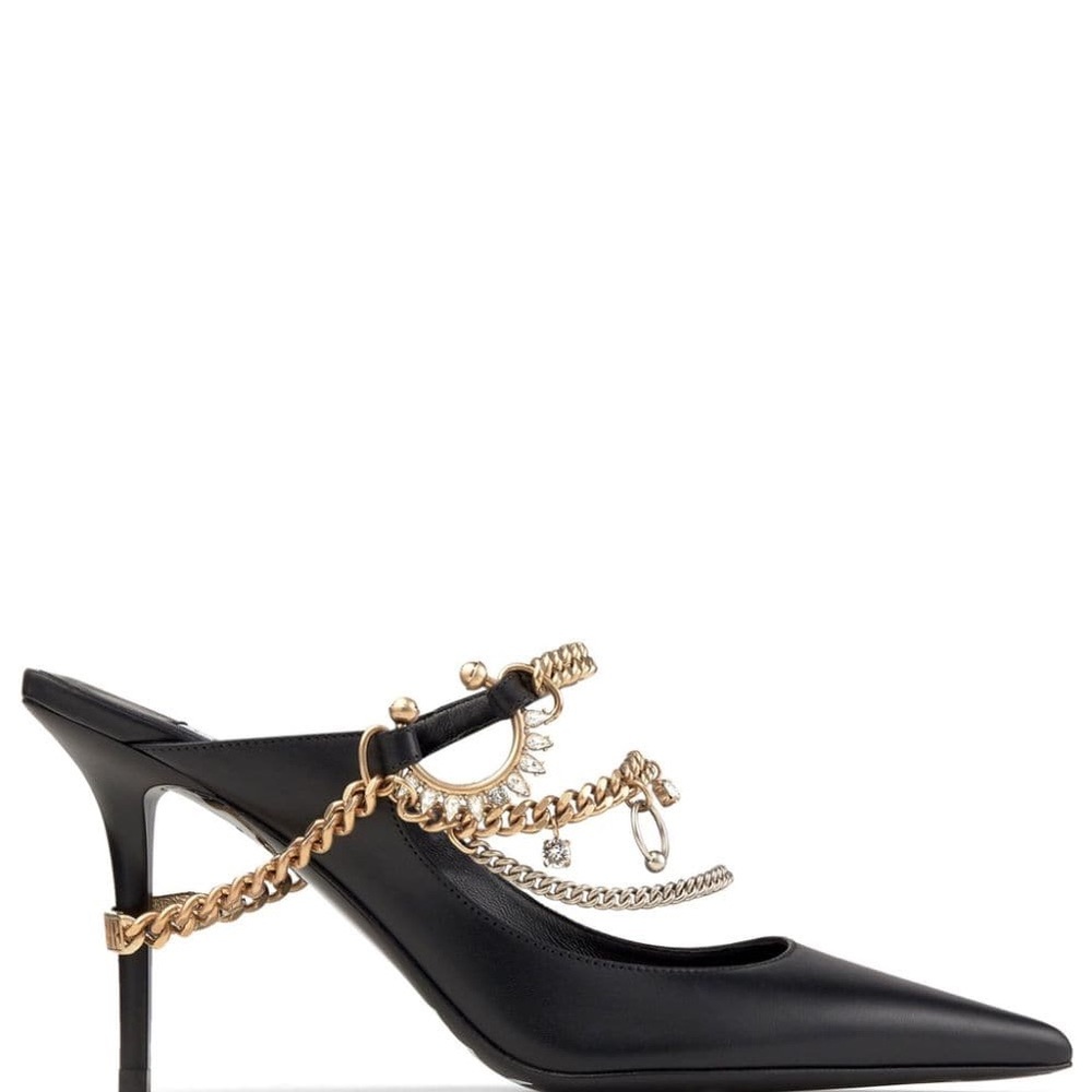 Jimmy Choo x Jean Paul Gaultier Bing 90 Embellished Leather Mules – Black